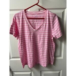 Vineyard Vines T-shirt Womens M Cotton Candy Striped Vneck Short Sleeved Jersey